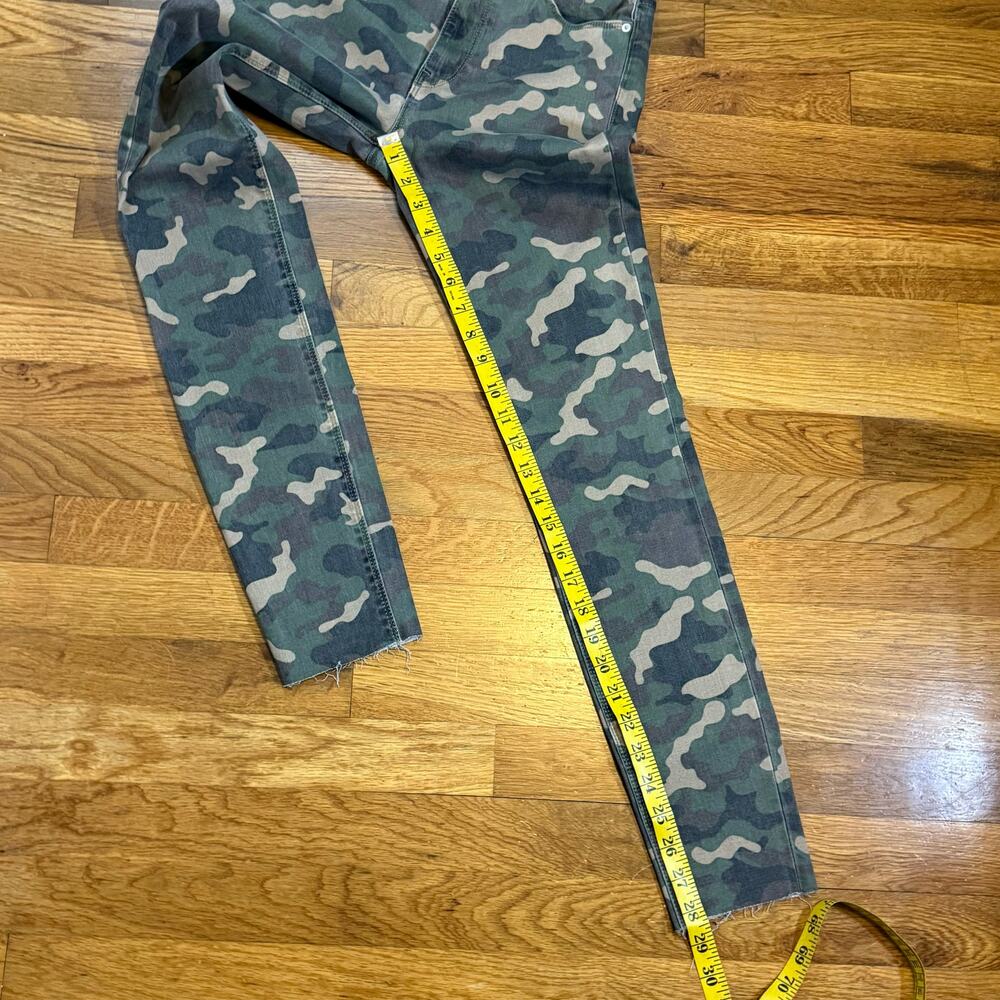 Hudson Women’s 26 Green Camouflage Barbara High Waist Super Skinny Ankle Jeans - Picture 4 of 12